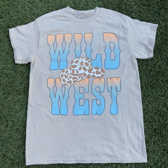 Washed Cream Wild West Graphic T-Shirt - Picture 1 of 3